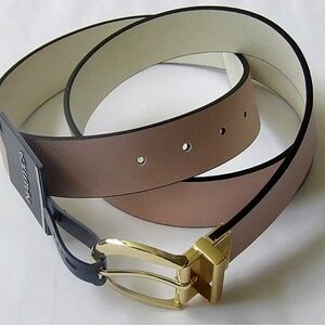 Nautica Belt Women Leather Pink White Cream Color Reversible